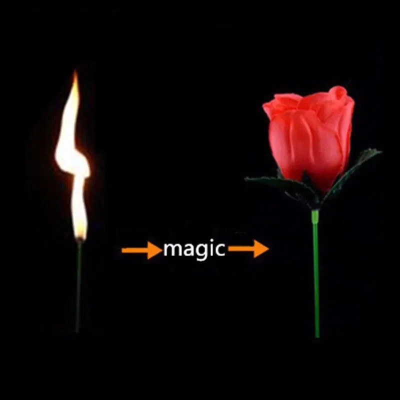 Magic Trick Flame Appearing Flower, Professional Magician, Bar Illusion Props, Rose Fire, New, 2024