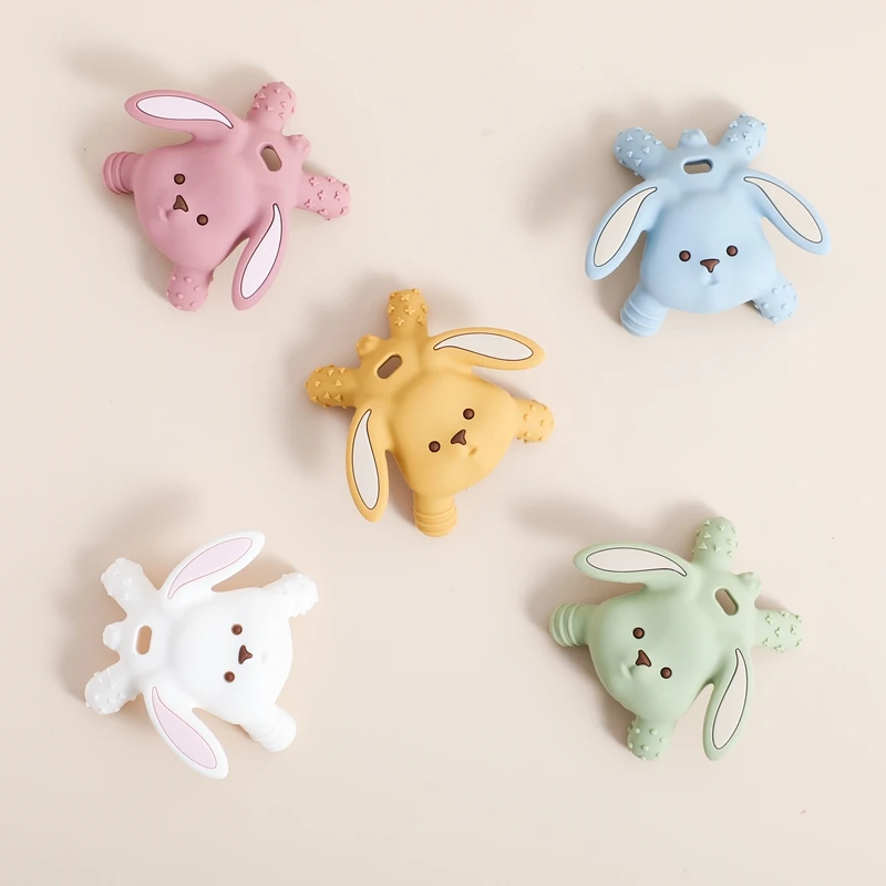 1pc Baby Toys Silicone Baby Teether Baby 0 12 Months Teething Toys Cartoon Rabbit Teether Silicone Baby Teether Toys for Toddler