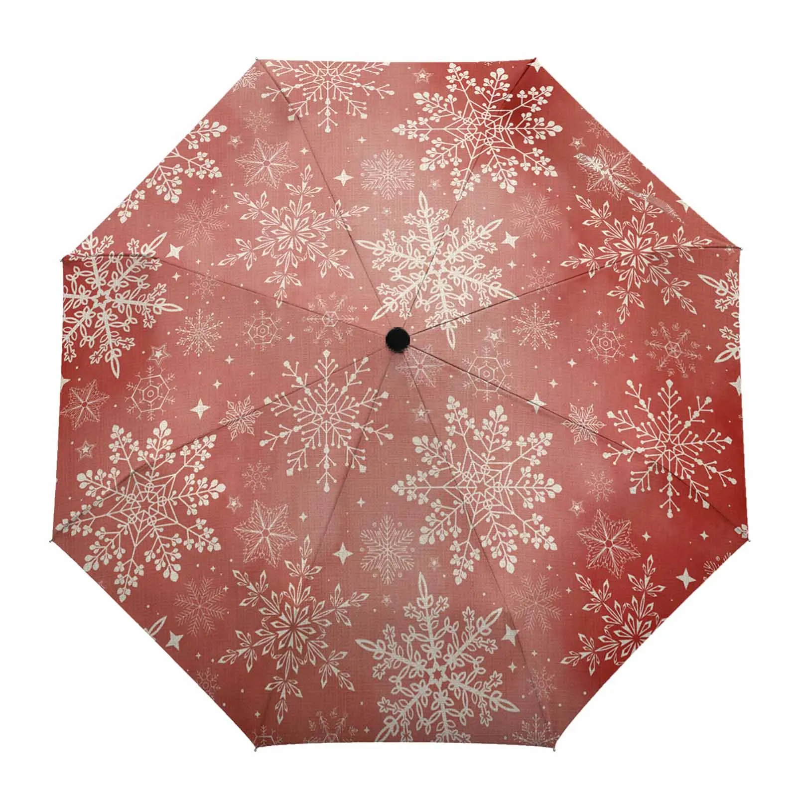 Christmas Watercolor Snowflake Retro Outdoor Fully-automatic Folding Eight Strands Umbrellas for Kids Printed Umbrella