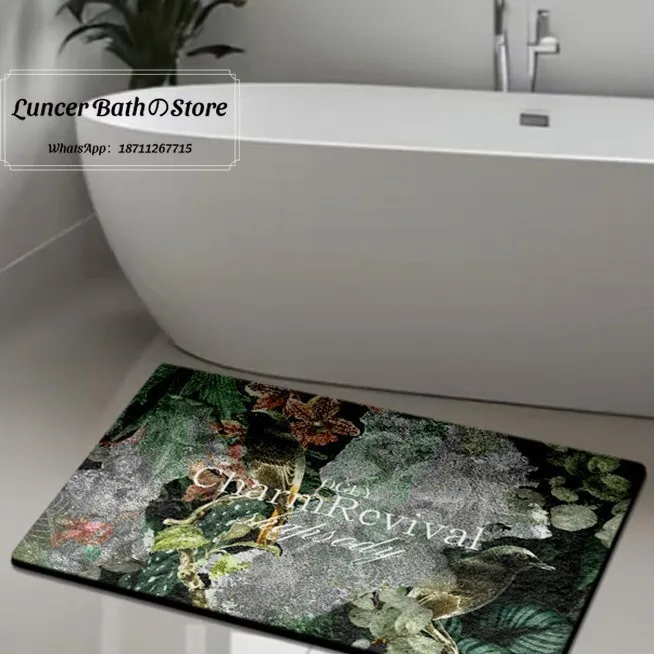 Light luxury bathroom floor mat household water-absorbing quick-drying non-slip foot mat can be cut