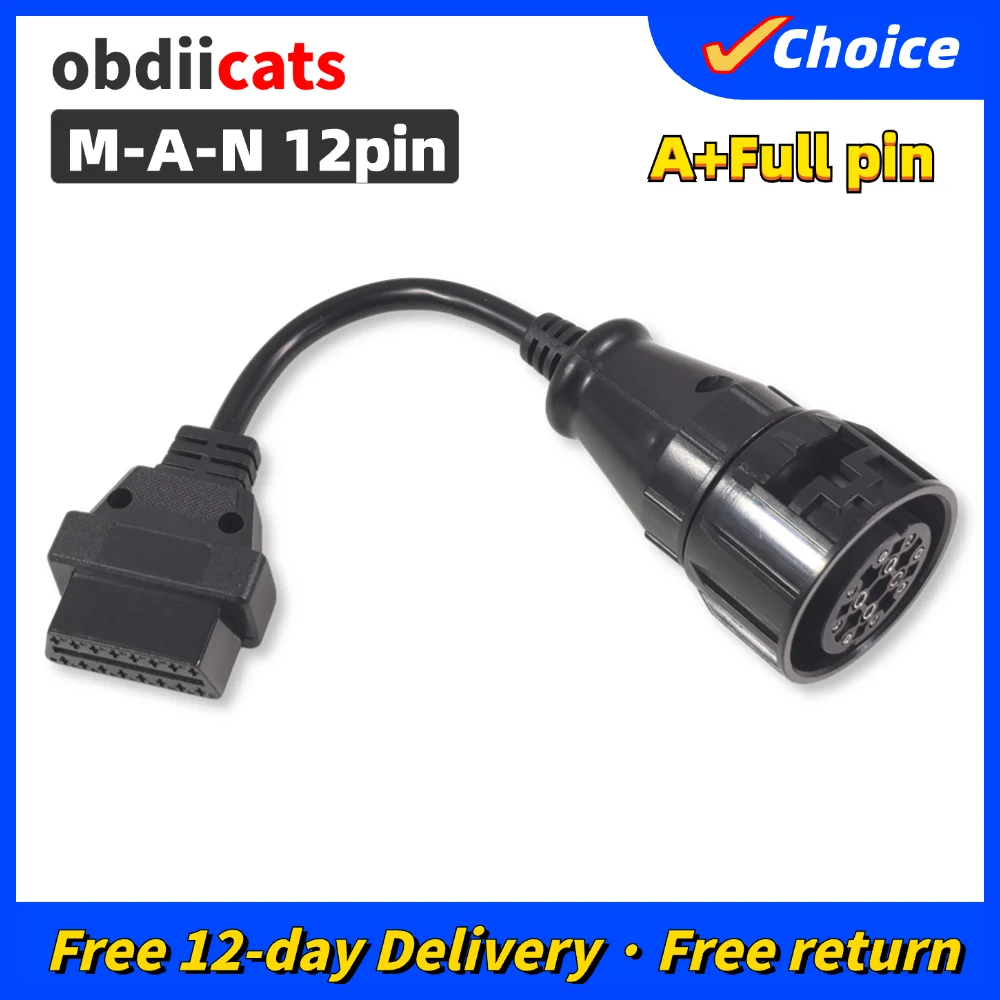 

MA--N 12pin to 16PIN OBD2 Cable for MA--N Auto Scanner 12 PIN OBD Convert Adapter Truck Diagnostic Tool Connector