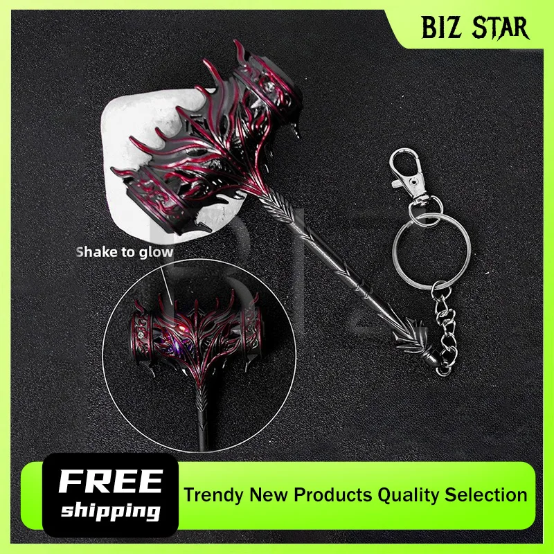 12cm/4.72in 게임 주변기기 Douluo 대륙 Haotian 망치 금속 무기 모델 합금 휴대용 장난감 키 체인 데스크탑 장식품