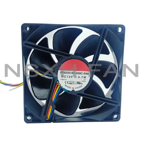PF92251B1-000C-S99 4 선 서버 냉각 선풍기, 12V, 4.7W, 90x90x25mm