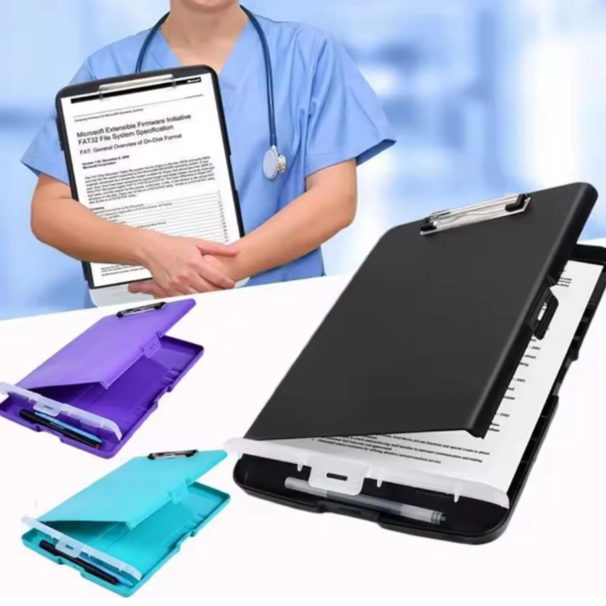 

1 шт.-многофункциональная доска для письма с крючками, односиловым зажимом, ящиком для файлов, зажимом для доски для письма, портативной папкой для материалов