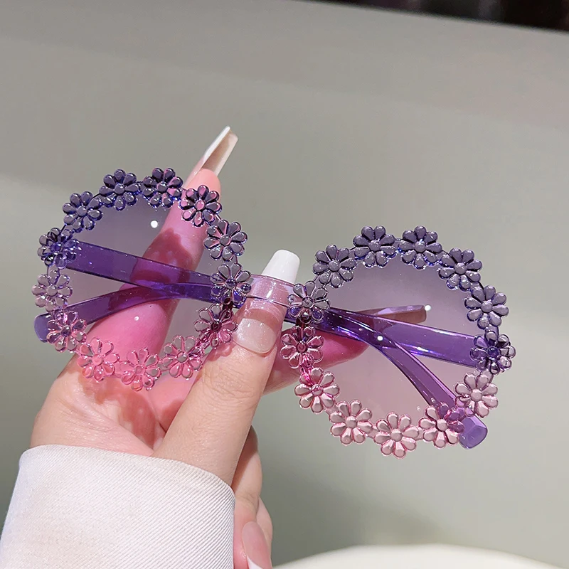 

GM LUMIAS Flower Shaped Sunglasses for Girls 2025 Stylish Multi-color Decor Shades Kids Ins Trendy New Cute Children Sun Glasses