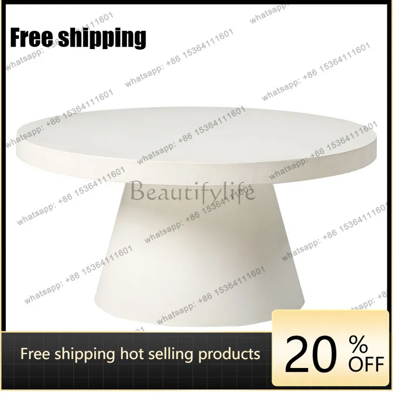 Outdoor Garden Cement Coffee Table Wabi Sabi Wind Round Modern Minimalist Round Table