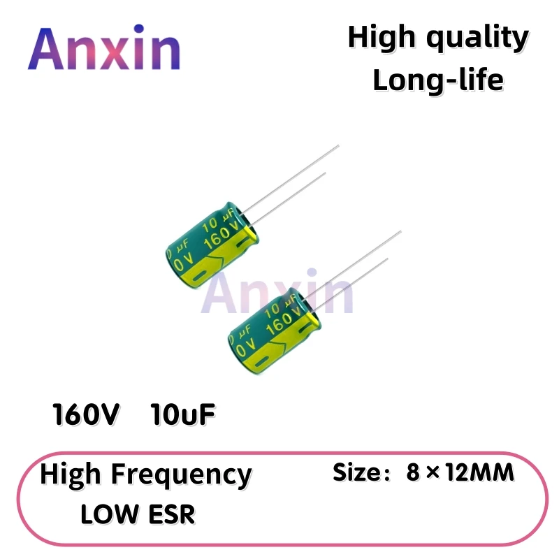 

50PCS 160V10uF Aluminum Capacitor, High Frequency Low ESR 105°C Radial for Power Supply Long-life 8×12MM