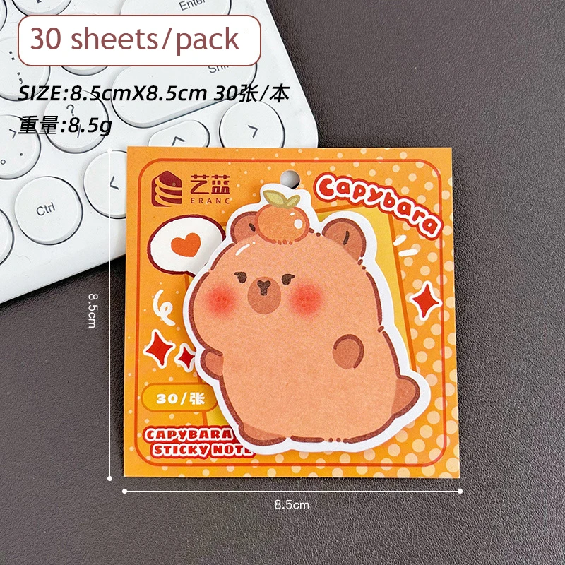 4packs Capybara Sticky Note Kawaii Offices Accessories Notepad Aesthetic Stationery Material Paper Student Planner Sketchbook