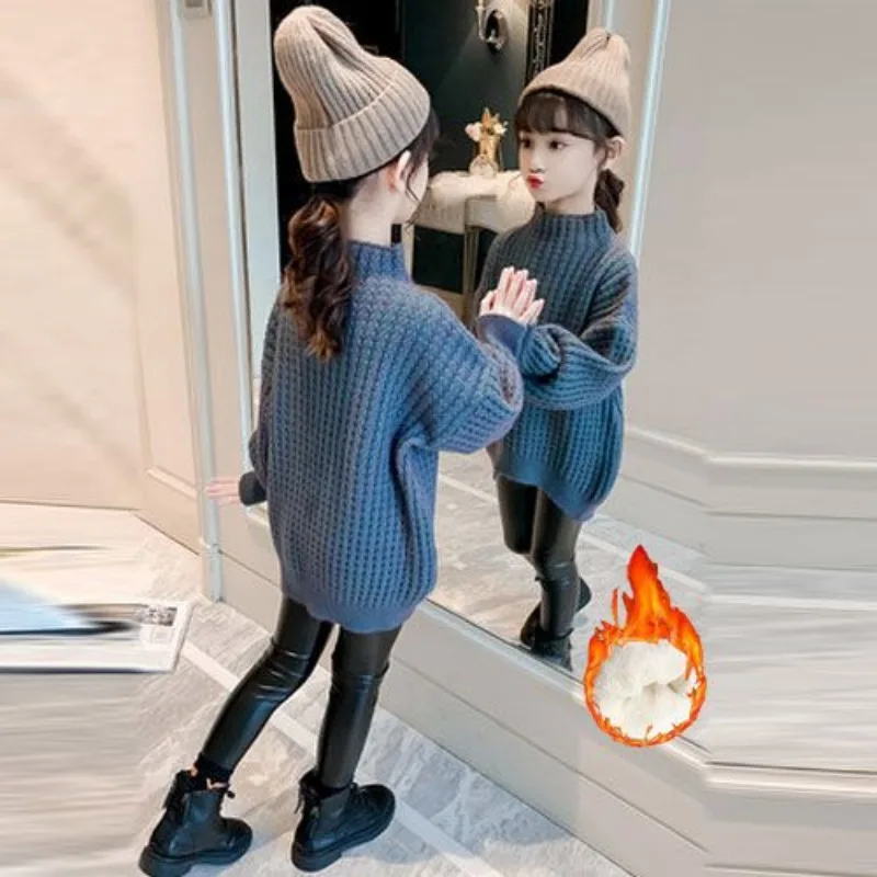 Spring and Autumn Girls Pullover Sweater 2025 New Childrens Sweater College Round Neck Pullover Backing Kids Clothes 4 7 9 12Y