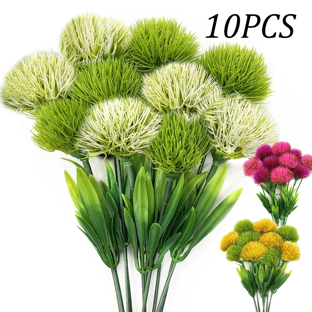 10 Uds. De flores artificiales mixtas de diente de león, ramo de flores falsas de plástico para arreglo de mesa de boda, decoración DIY para fiesta en casa