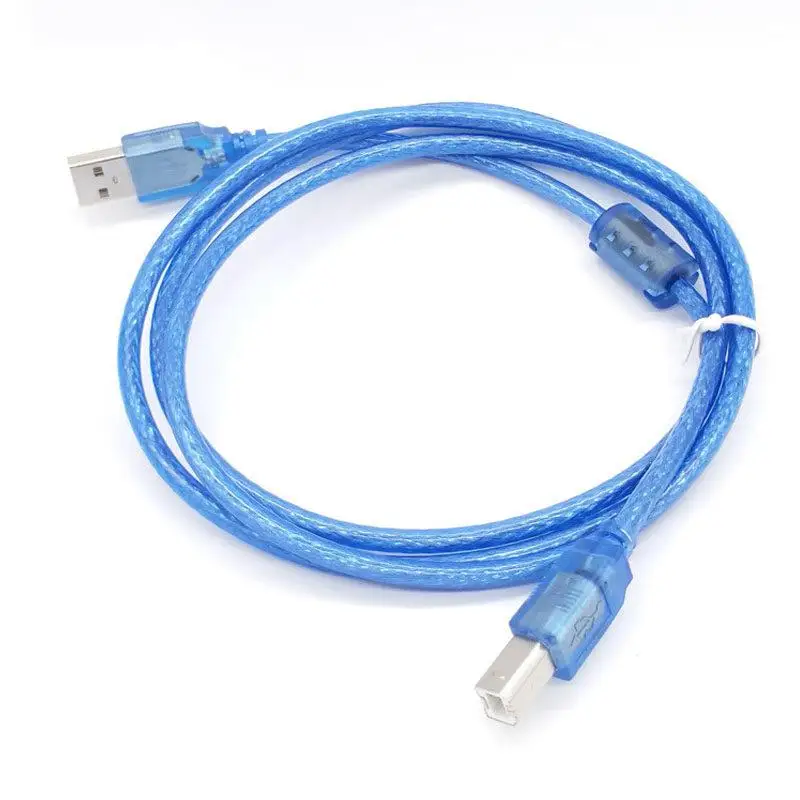 Кабели-для-принтеров-различной-длины-и-размеров-прозрачные-синие-usb-кабели