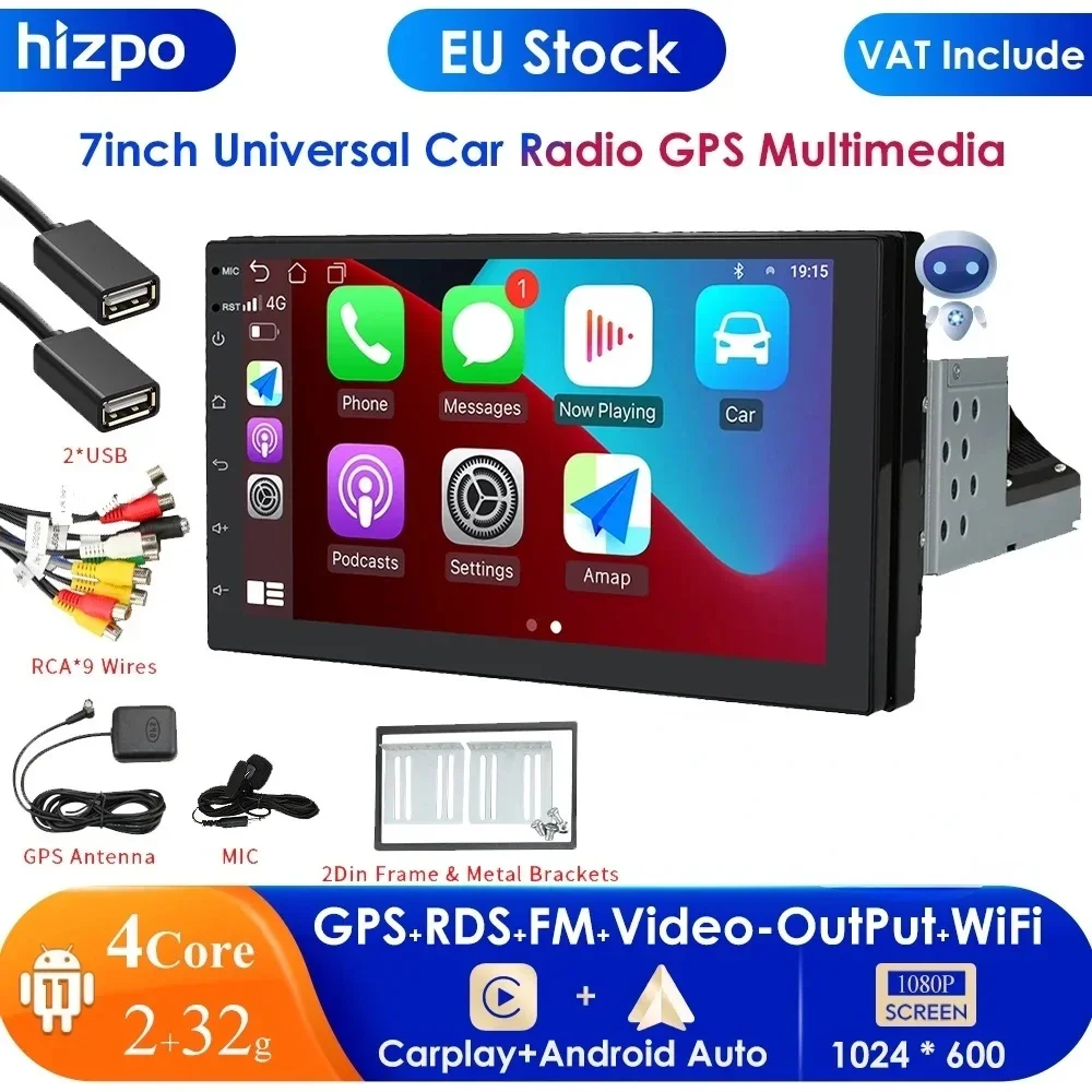 1Din Car Radio CarPlay GPS Navigation 7