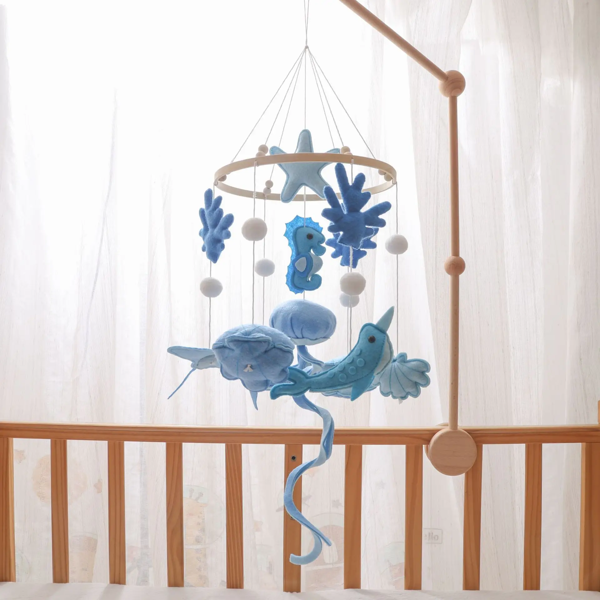 1pc 0 to 3 Years Old Nordic Style Newborn Baby Bed Bell Handmade Felt Bed Bell No Assembly Baby Soothing Wind Chime Rattle