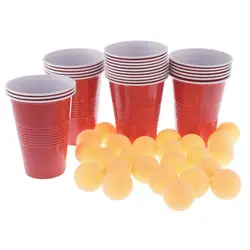 Beer Pong Drinking Game Set  -  24  Cups  24  Pong  Balls  for Entertainment and Game