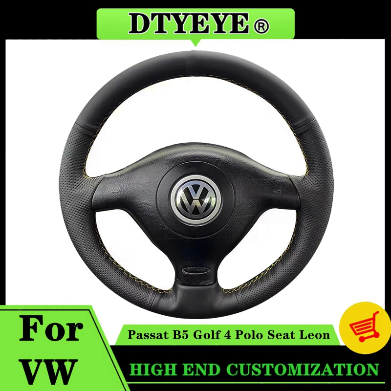 Car Steering Wheel Cover For Volkswagen VW Passat B5 Golf 4 Polo Seat Leon 1996-2004 Customized Original Steering Wheel Braid