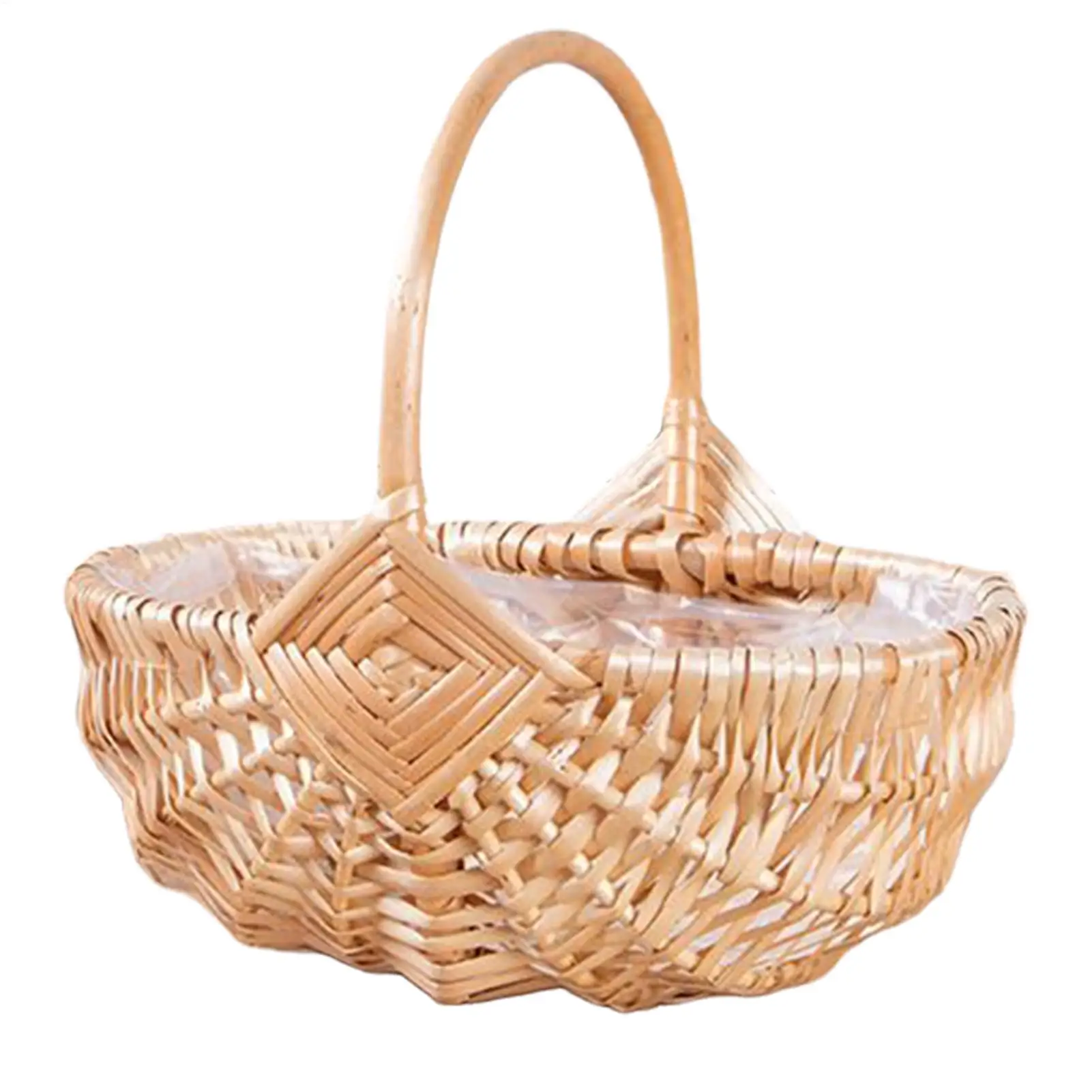Wicker Handmade Woven Rattan Basket With Handle And Double Lids Camping Picnic Food Storage Container For Camping
