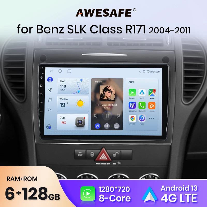 AWESAFE PX9 Car Radio Autoradio forMercedes Benz SLK Class R171 2004-2011 SLK 200 280 300 350  Wireless Carplay Screen Android