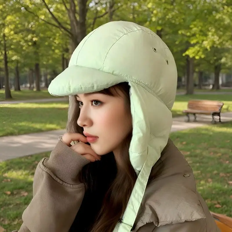 Womens Winter Lightweight Padded Warm Ear Protection Windproof Trapper Aviator Snow Hat For Hiking Commuting Outdoor Daily Wear