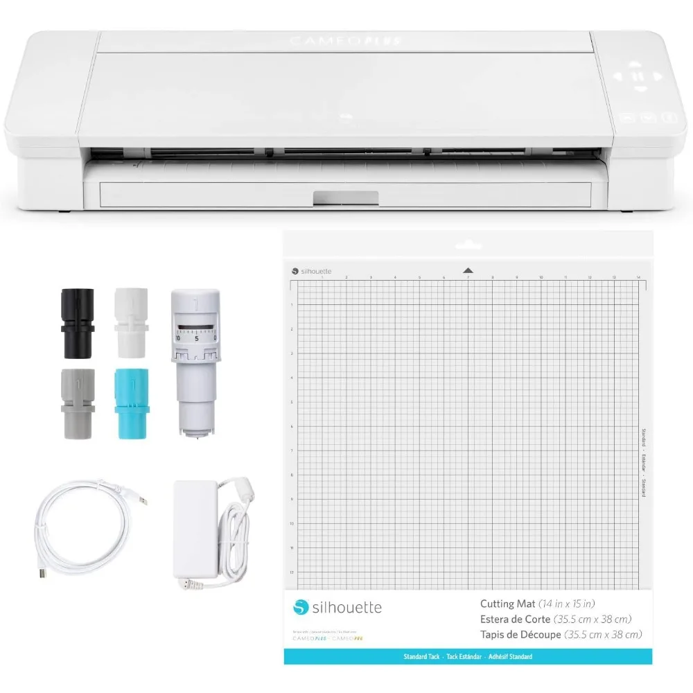 Cameo 4 Plus 15 Inch Version - 15" Cutting Mat, Power cords, Built in Roll Feeder, Studio Software