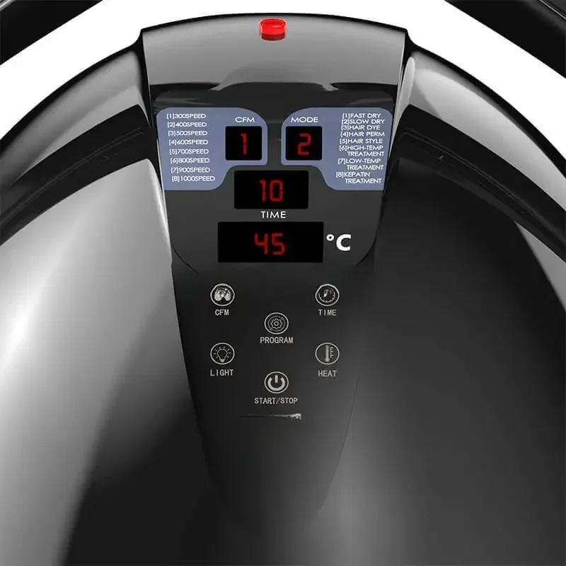 Professional 8-in-1 Wall Mounted Hair Bonnet Dryer with Rolling Base Hooded Salon Dryer for Styling