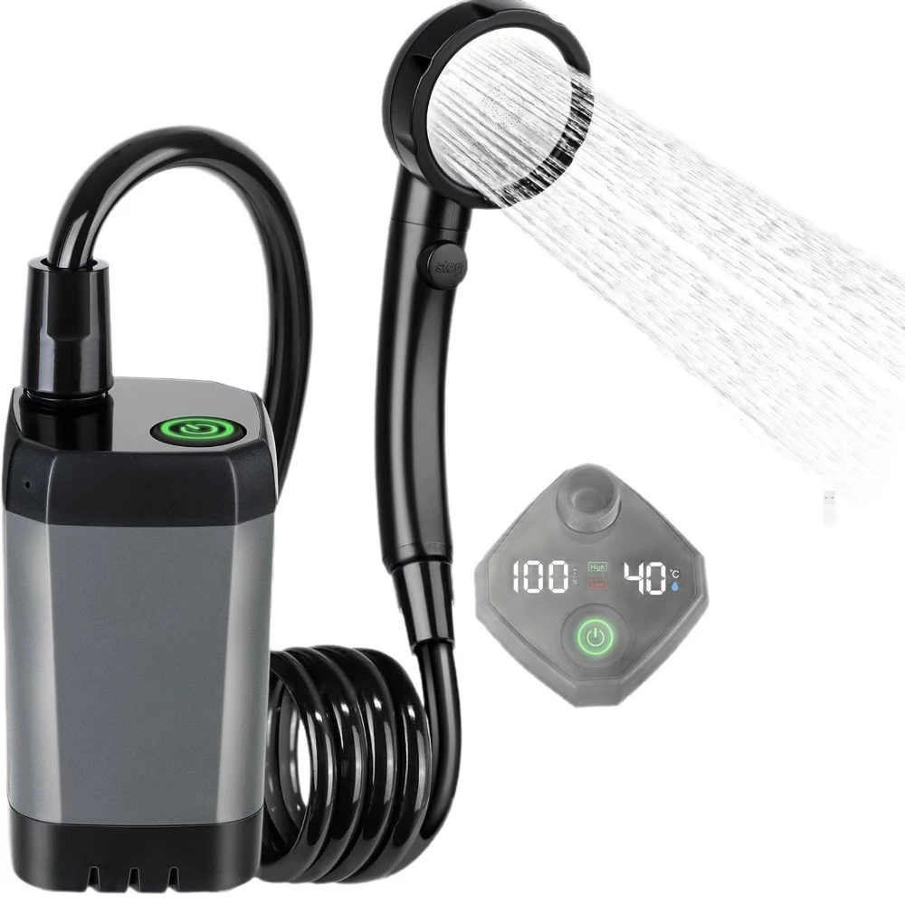 

Портативный электрический душ для улицы с LED-дисплеем, 4 режима распыления, оборудование для кемпинга с выходом Type-C для зарядки электронных устройств