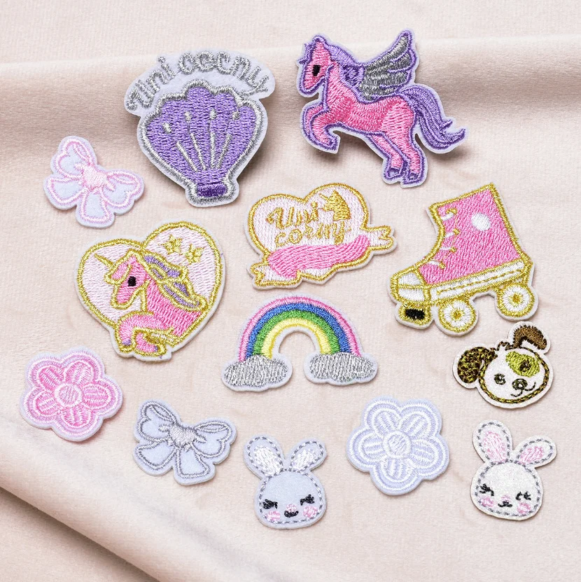 10 Pcs Mini Badges Embroidery Patches Embroidered Clothing Hat Bag Shoe Repair Material Phone Gift Box Decor DIY Accessory