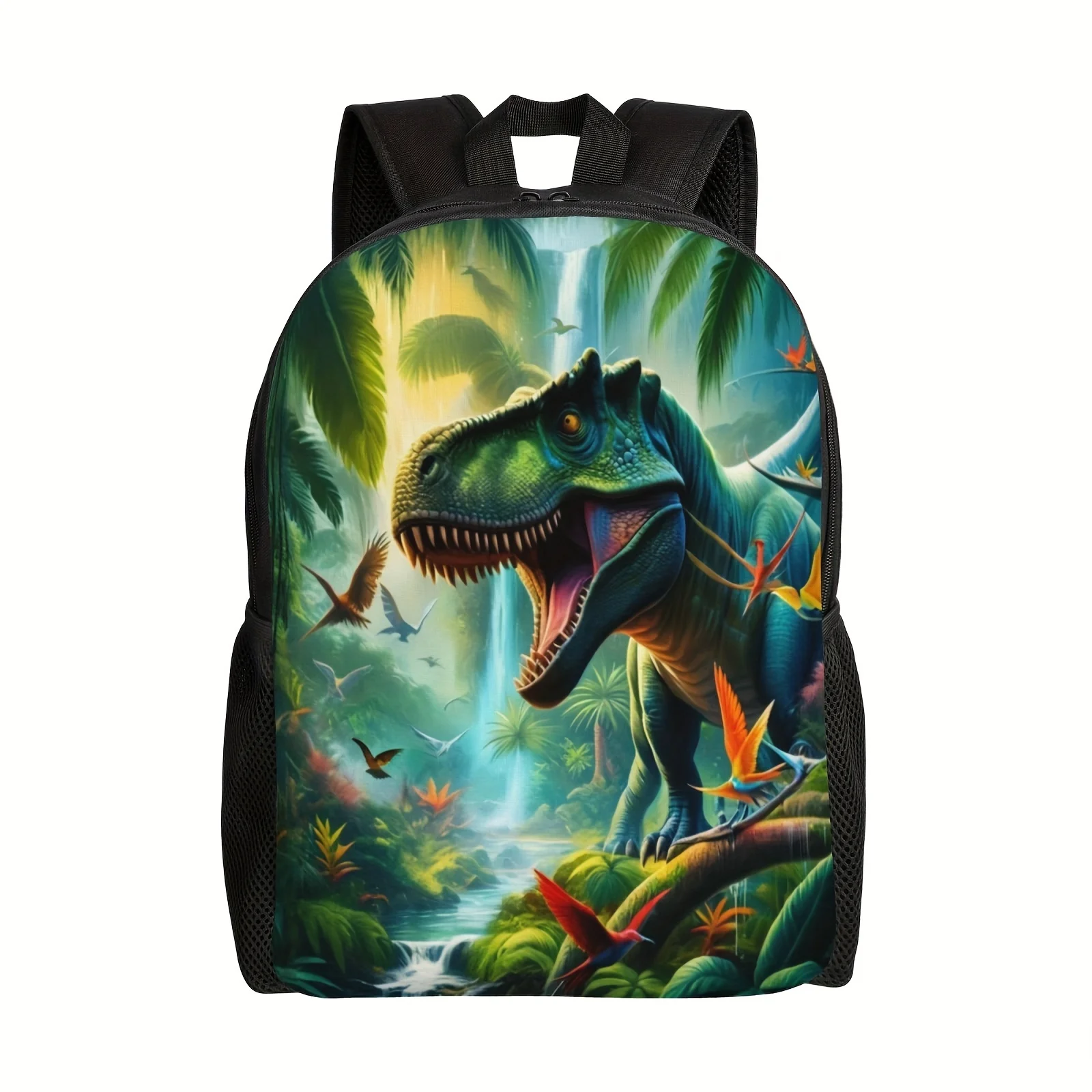 

Male and female dinosaur print backpack, notebook tablet travel shoulder bag, casual backpack