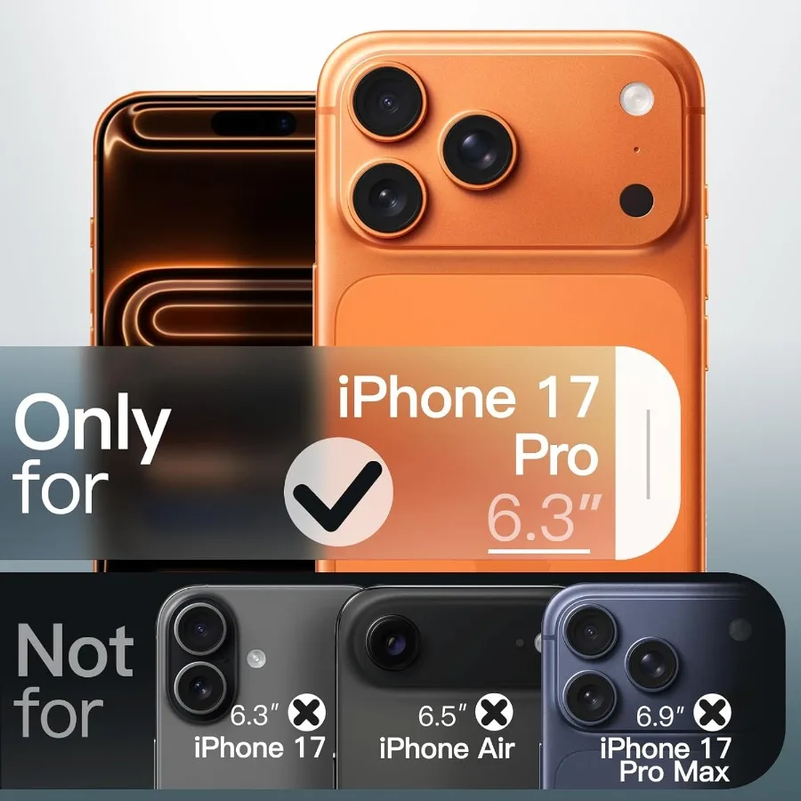 حافظة مغناطيسية لهاتف آيفون 17 برو مقاس 6.3 بوصة متوافقة مع عدسة كاميرا MagSafe حماية كاملة شفافة غير لامعة #2