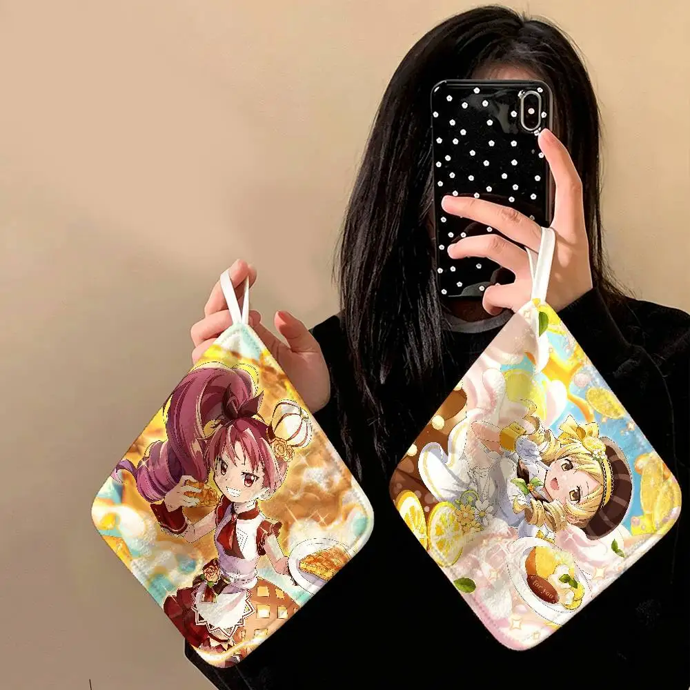 P-puella Magi Madoka Magica Hanging Polyester Cotton Towel, Reusable Hand Wiping Cloth, Wear Resistant for Home Kitchen Sink