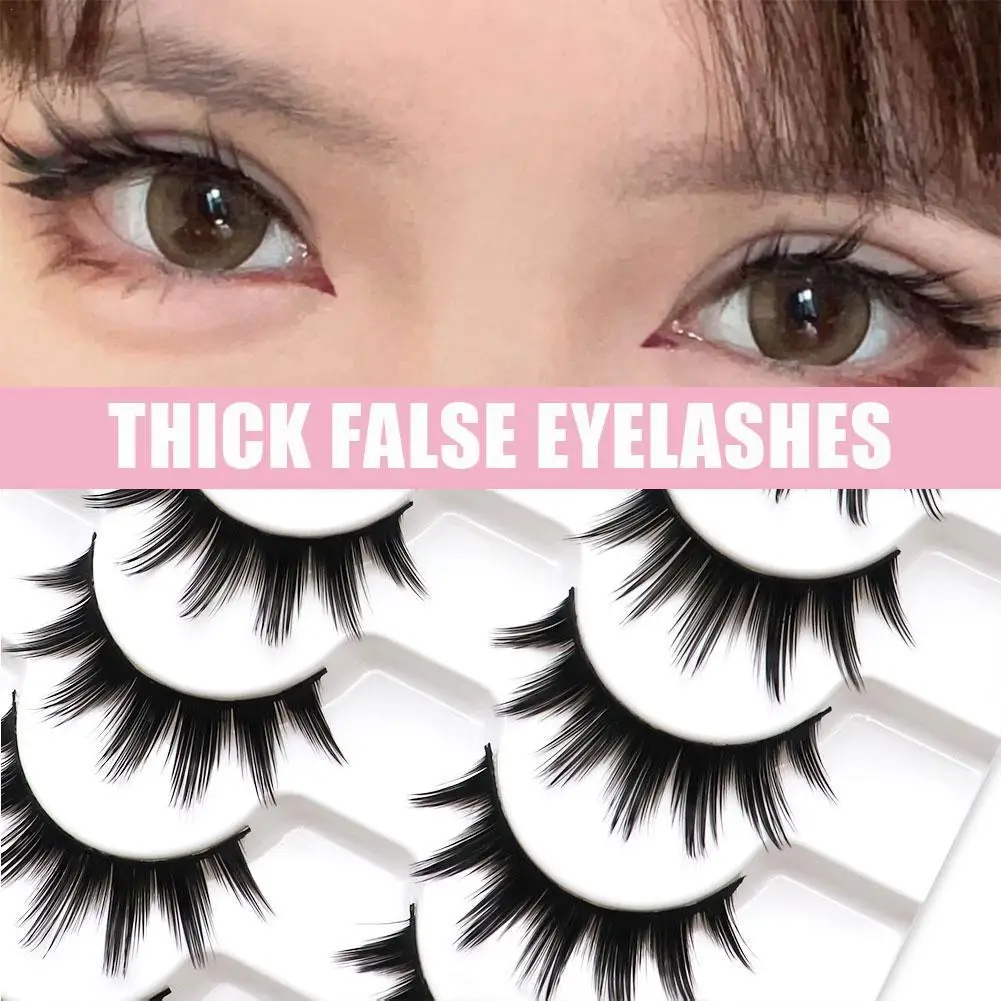 Nieuwe 10 paar valse wimpers dikke curling manga cosplay zwarte harde steel natuurlijke wimpers verlenging make-up cosmetische hulpmiddelen