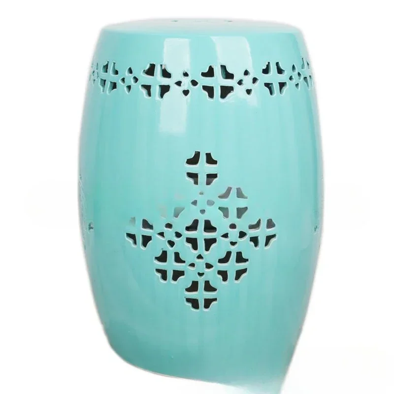 

China knot carving pass hollow medium and high temperature ceramic drum stool porcelain pier seat pier hotel bed and breakfast