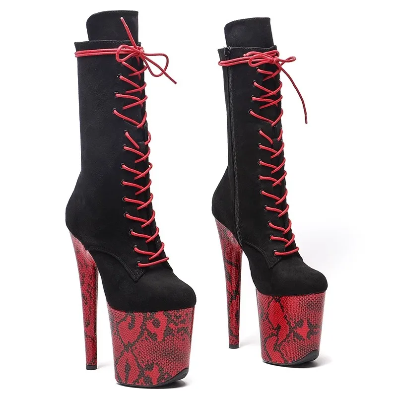 

Fashion Women 20CM/8inches Suede Upper Plating Platform Sexy High Heels Boots Pole Dance Shoes 253