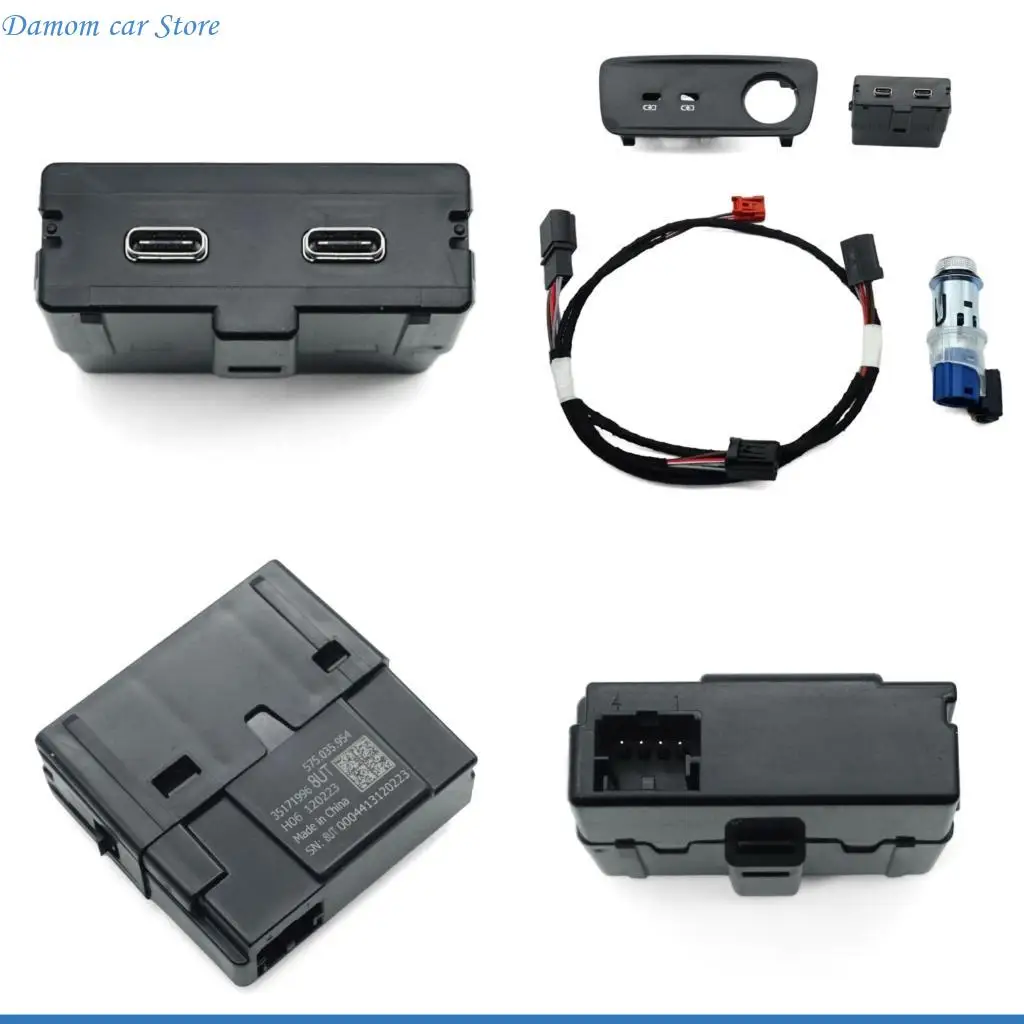 A2UC Rear USB Charging Port Upgrade Kit Replacement Back Charging Interface Automotive Accessories Easy Installation