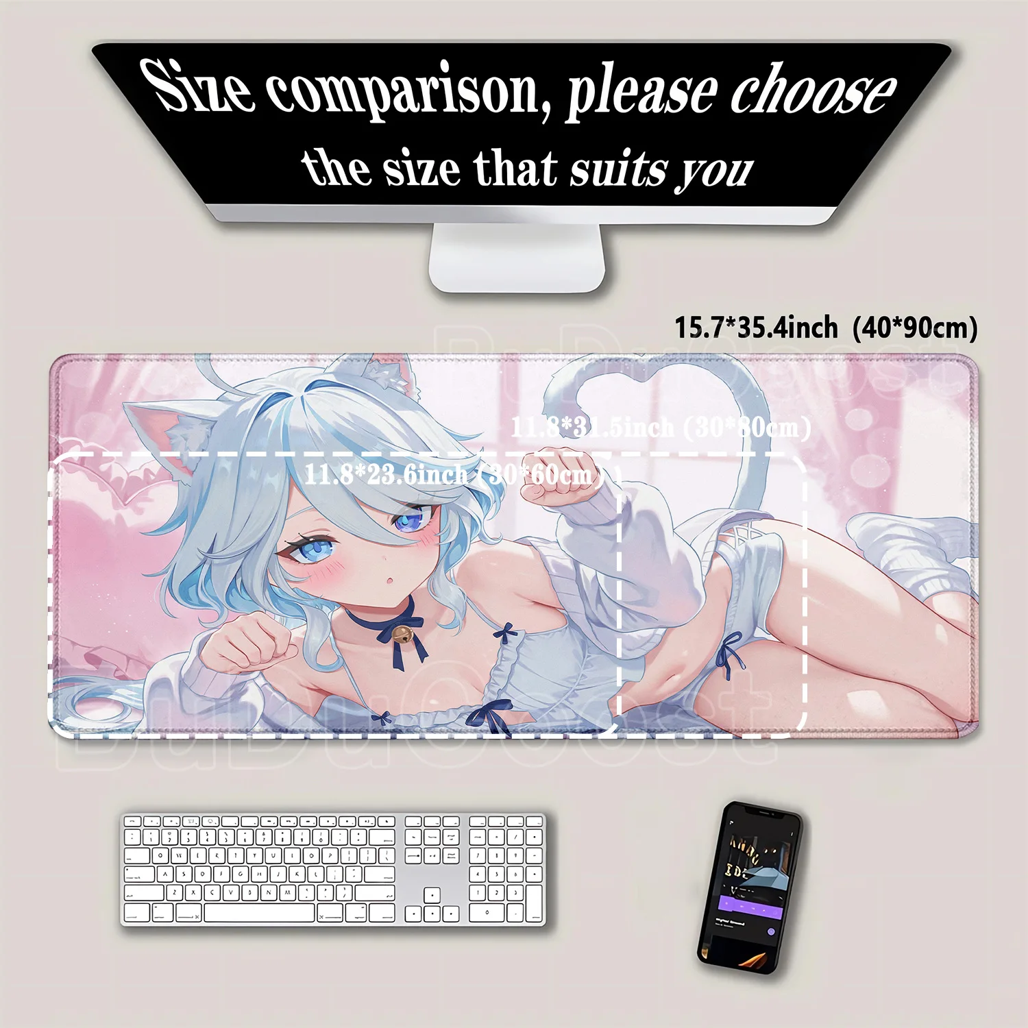Furina Genshin Impact Mousepad Office Anime Kawaii Girl Desk Mat Keyboard Office Mouse Pad HD Printing Mice Mat Non-slip Carpet view 4