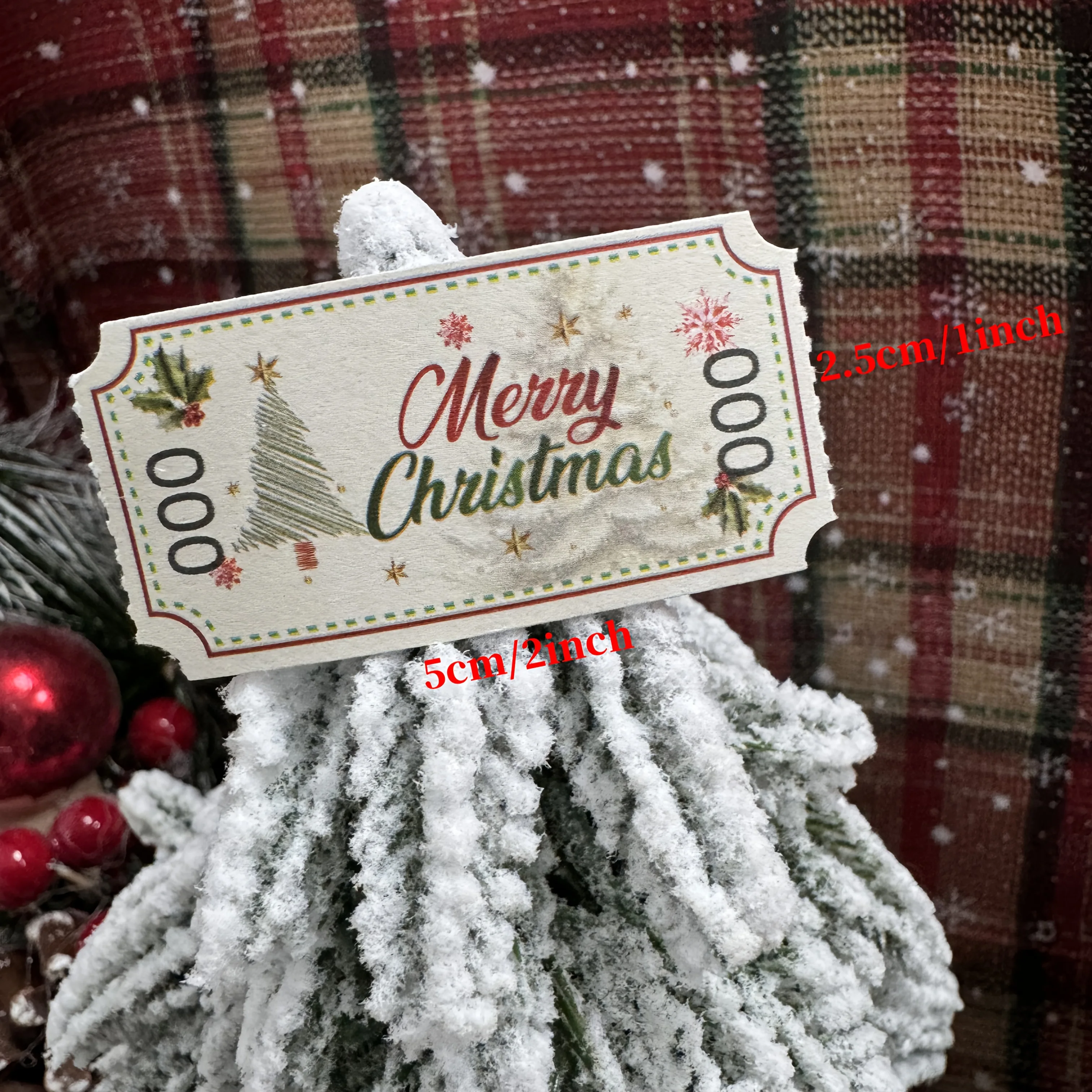 500pcs Merry Christmas Roll Raffle Tickets - Heavy-Duty Sequential Numbered Carnival Party Tickets with Golden Star Borders