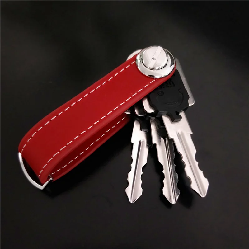 3x Fashion Auto Sleutel Tas Tas Tas Portemonnee Houder Ketting Sleutelhanger Ring Pocket Key Organizer Smart Lederen Sleutelhanger Zwart