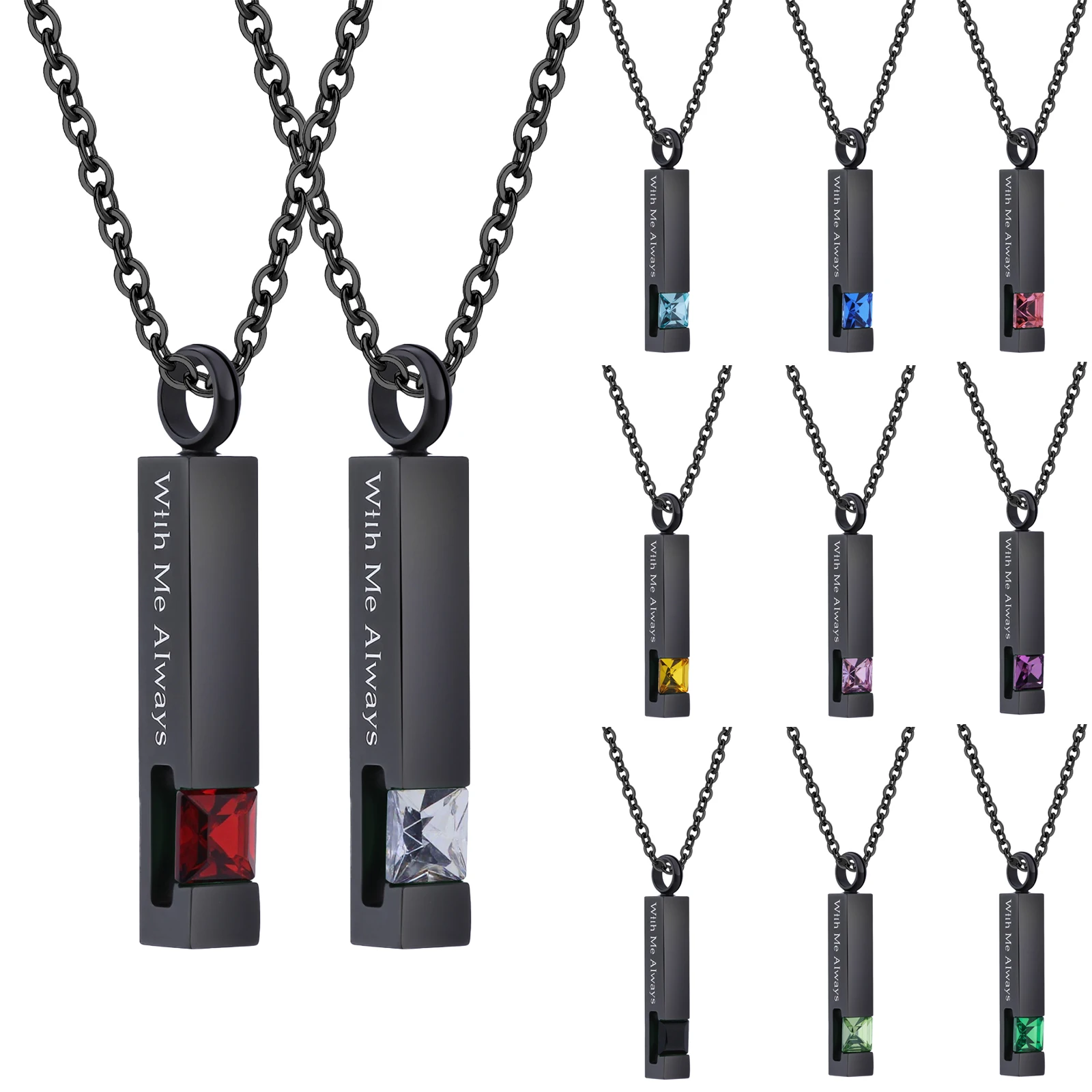Urn Necklaces for Ashes Crystal Cremation Urn Jewelry Birthstone Cube Urns for Human Ashes Memorial Ashes Necklace Pendant