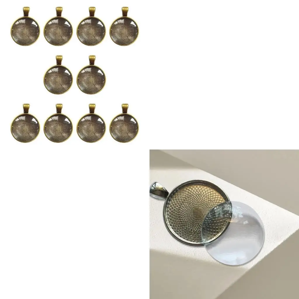 

10 Set Round Pendant Trays 25mm Bezel Base Pendant Hand-Making Accessories Y08E