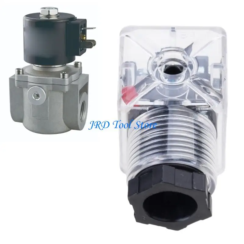 A2UD Hydraulic Solenoid Valved Coil Plug Transparent Plastic Housing with Indicators Light For Craft Project DC24V