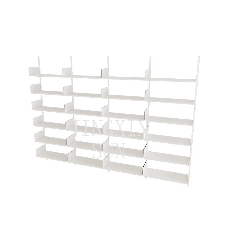 Minimalist ins wind track shelf combination white wall wall hanging metal baffle bookshelf bookcase storage decoration