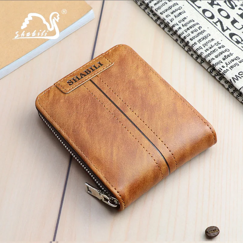 Fashion Men's PU Short Wallet Classic Zipper Multi-card Holder Male Business Coin   Wallet Purse For Men gift student