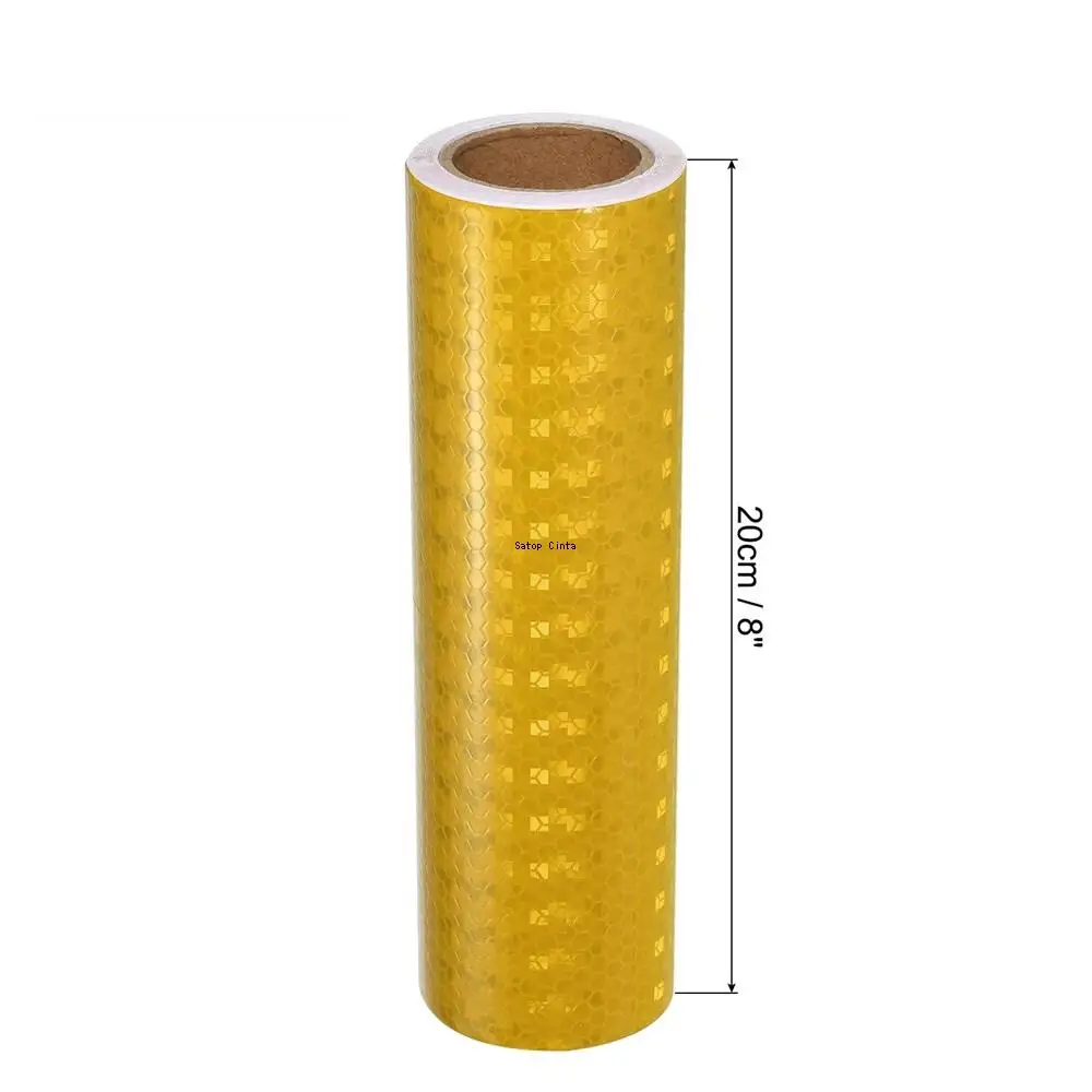 High Visibility Customized PVC Reflective Sticker Yellow Waterproof  Tape DIY 20CM*5M Reflector Sheeting For Car Vehicle Trailer