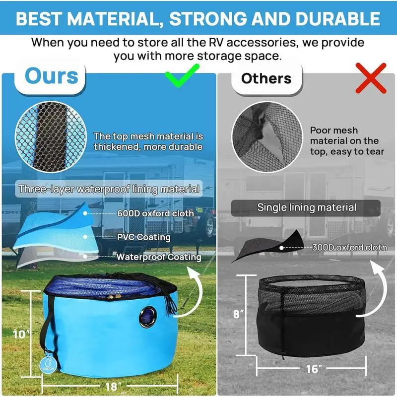 RV Waterproof Hose Bag Storage Hose Bag Waterproof And Breathable RV Storage Easy To Carry RV Utility Bag For Fresh Water Sewer