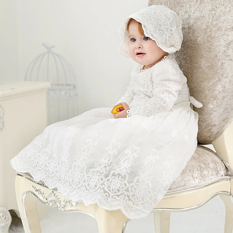 New Baby Girls Dress Elegant Princess Dress Infant Dresses Baptism Costume Baby Birthday Wedding Party Dress Prom Evening Dress