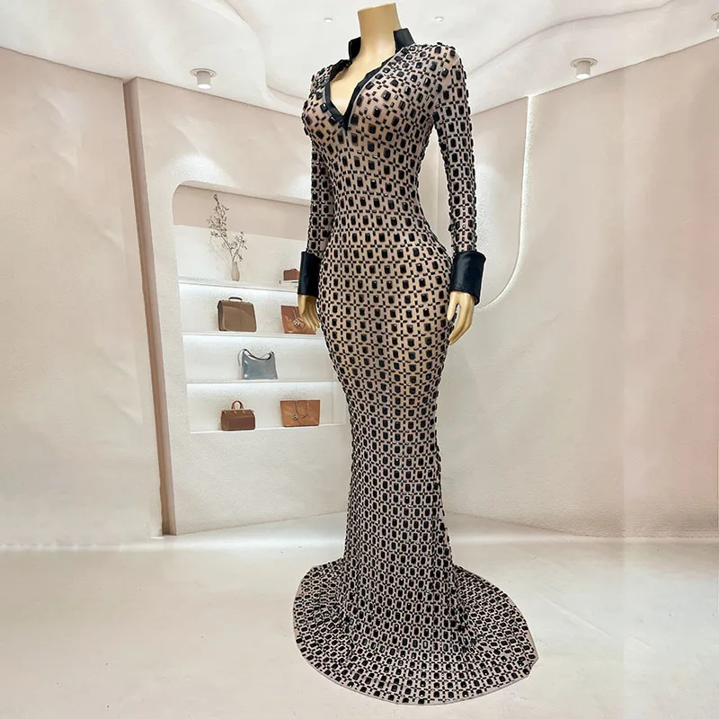 Banquet Trailing Slim Fit Singer Performance Dress Model Catwalk Banquet Party Vestidos De Mujer Elegantes Para Fiesta Robe Fête