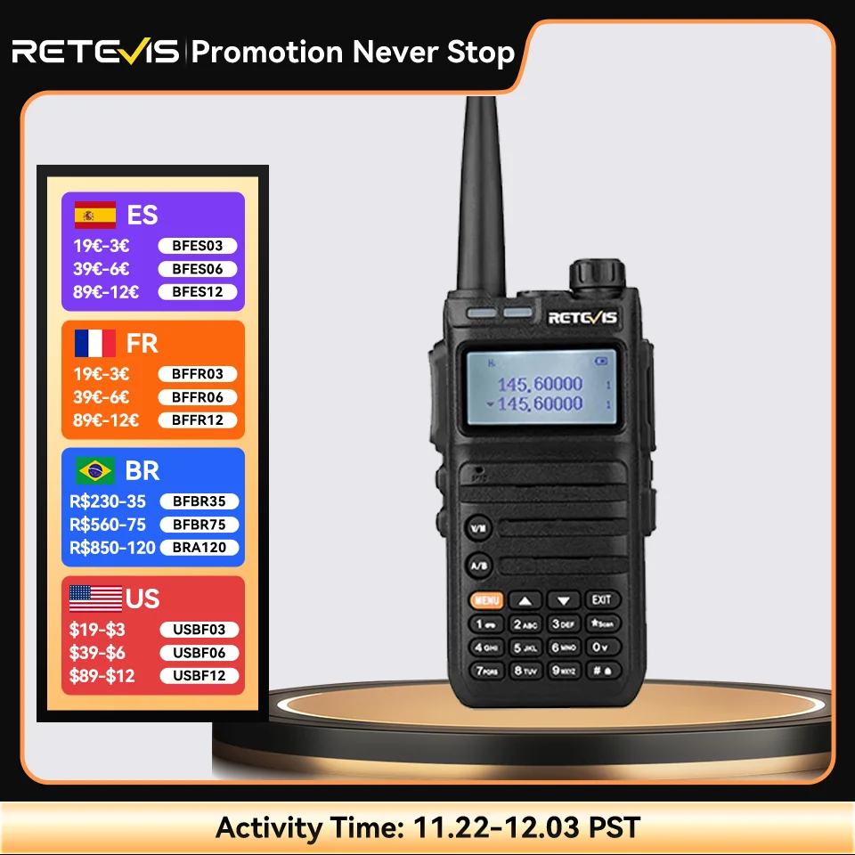 Retevis RA685 Walkie Talkie Ham Two-way Radio Stations Long Range Walkie-talkies Profesional UHF VHF USB Type C Charger 5W CHIRP