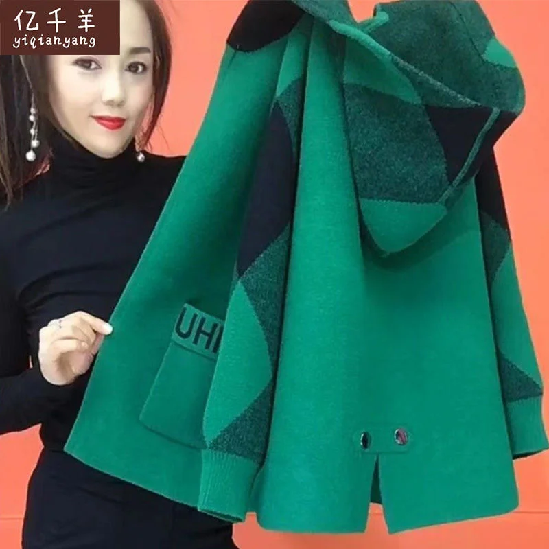

Spring Mom's Double-Sided Velvet Jacket For Women Autumn Winter Loose Women's Cclothing For Female Hooded Woolen Cardigan Top
