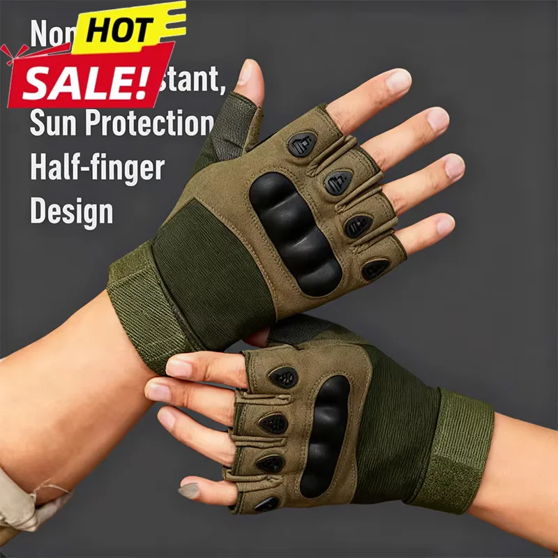 New General Outdoor Hunting Gloves And Tactical Gloves Half Finger Wear-Resistant Gloves, Durable, Non Slip, Breathable Gloves