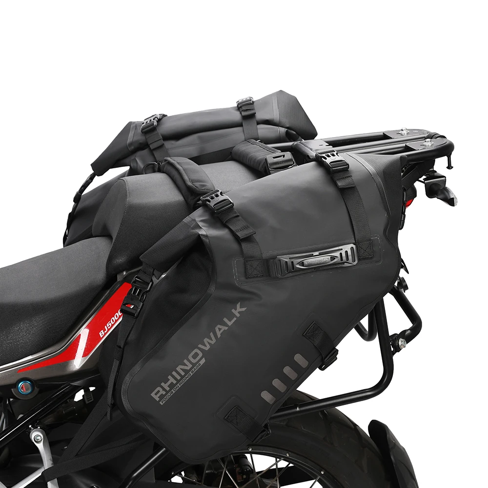 Motorcycle Bag 28L Waterproof 2 Pcs Universal Fit Motorcycle Pannier Bag Saddle Bags Side Storage Fork Travel Luggage