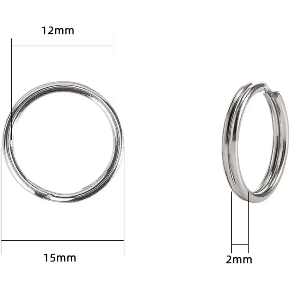 1000PCS Iron Round Edged Split Circular Ring Key Rings Key Chain Ring Clips for Home Car Keys Organization - 0.59'' 15mm